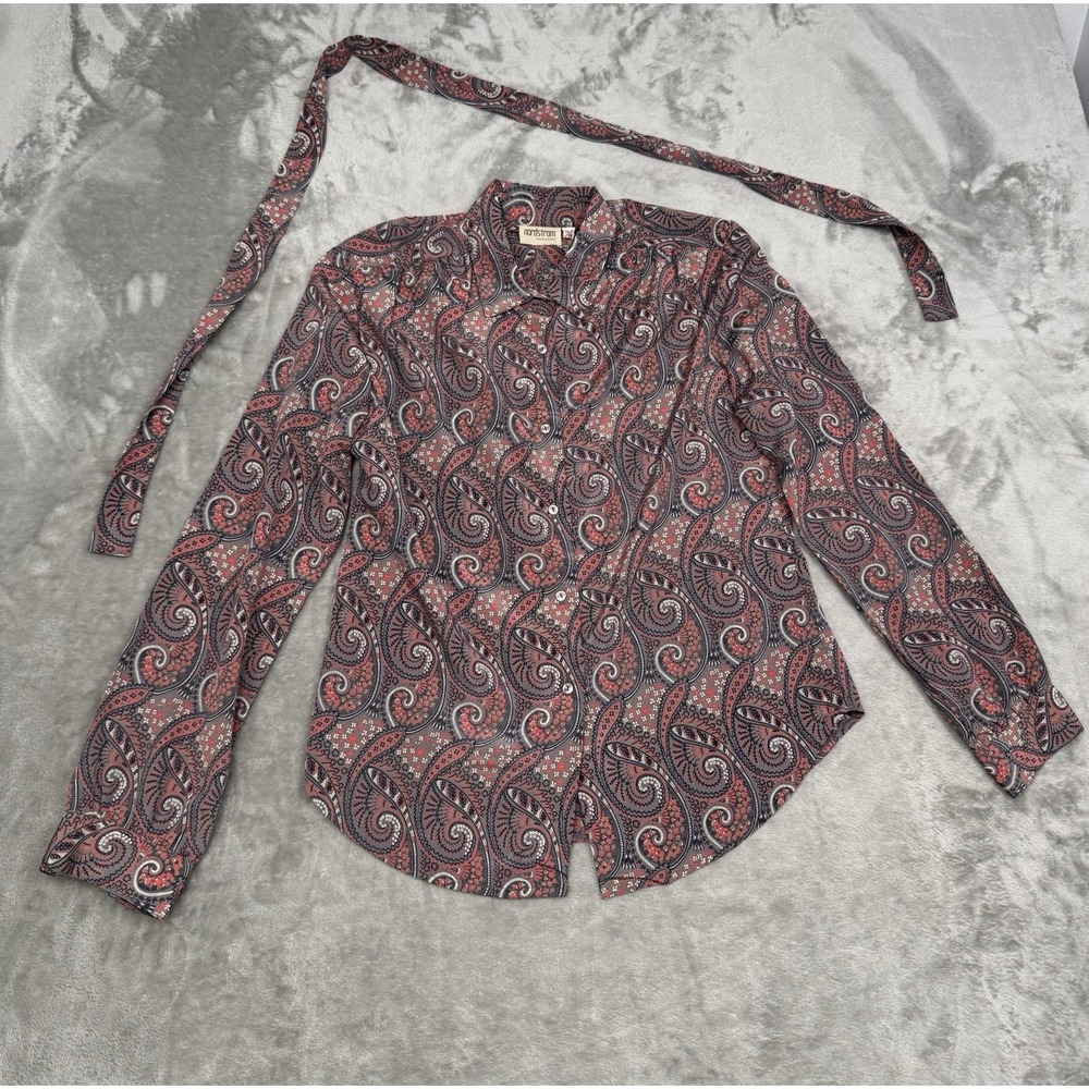 Vintage Nordstrom Town Square‎ Paisley Shirt Womens 13/14 Blouse Western Top 70s